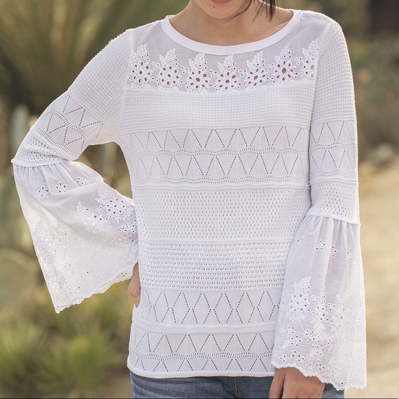 Woven Sleeve Pullover Sweater - Picture 2 of 3